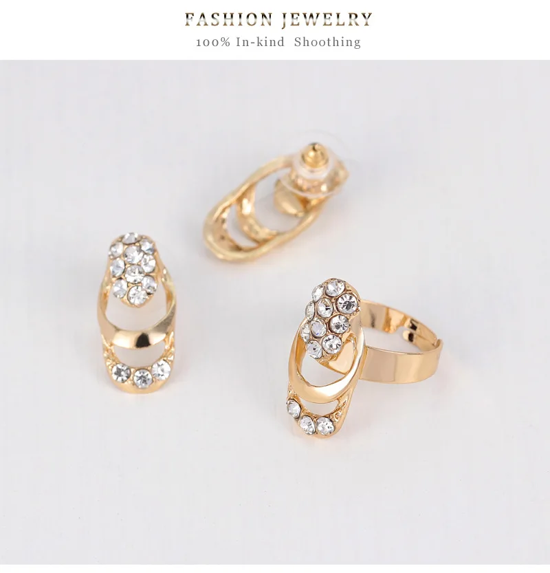 Женский ювелирный комплект из колье серёг и браслета с кристаллами|Ювелирные