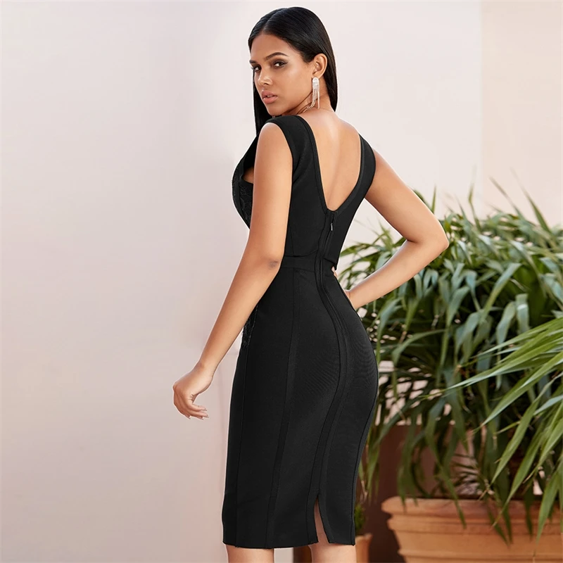 

Summer 2020 New Tank Bodycon Bandage Dress Women Sexy Sleeveless Lace Green Club Celebrity Evening Party Dresses Vestidos