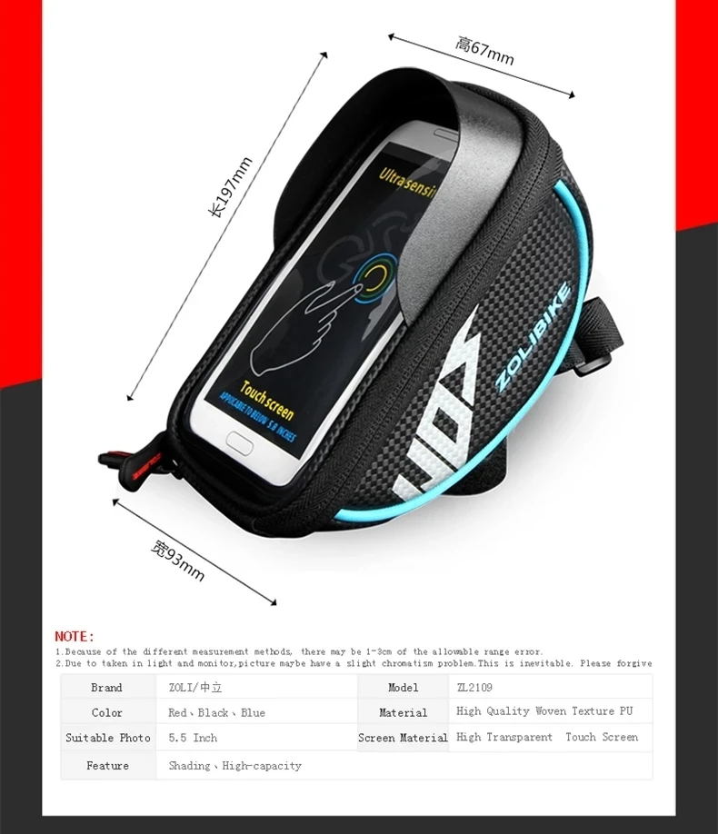 Waterproof Cycling Top Tube Handlebar PVC Bag Touchscreen Phone Mount Holder MTB Road Bike Front Frame | Спорт и развлечения