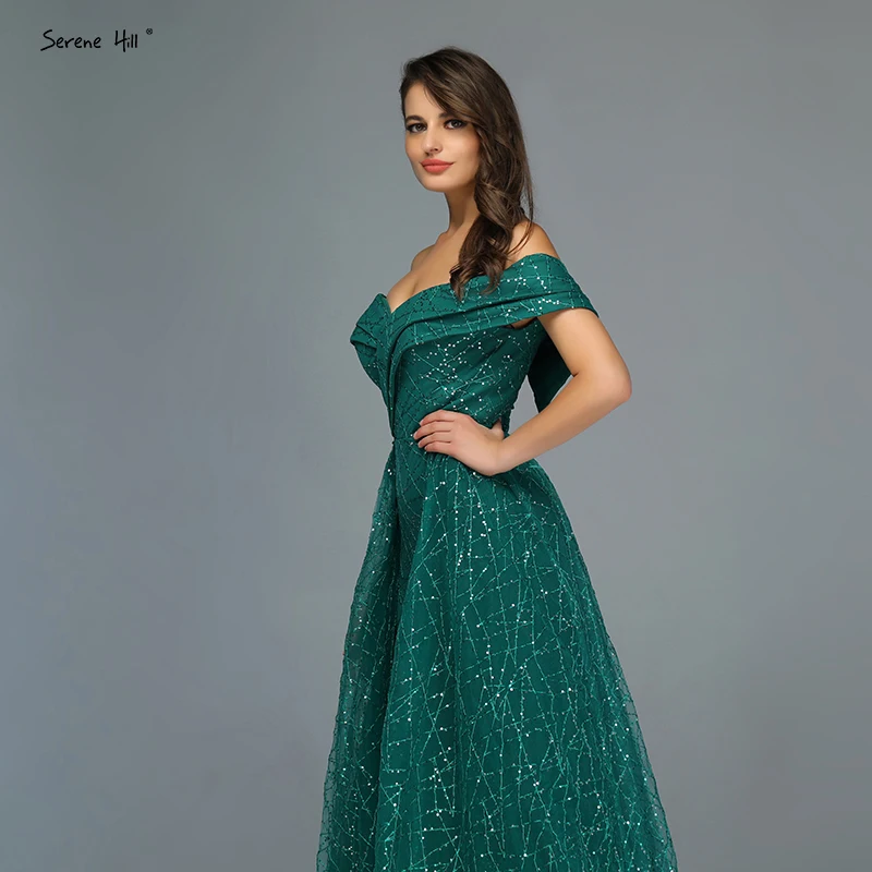 Дубай зеленый Роскошные блестящие Сексуальные вечерние платья 2021 одно плечо