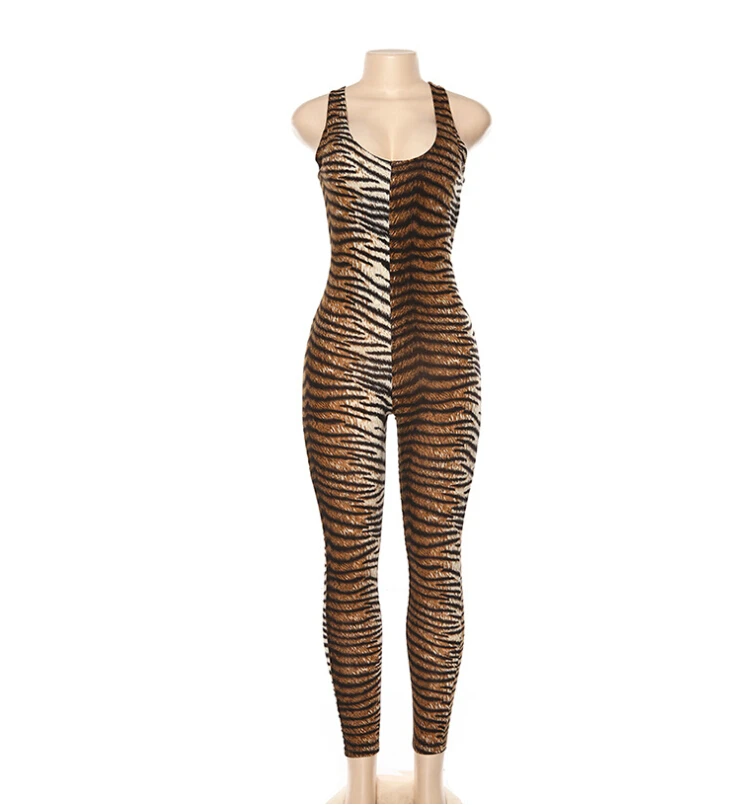 Модные женские комбинезоны Осенние новые персональные тигровые с открытой