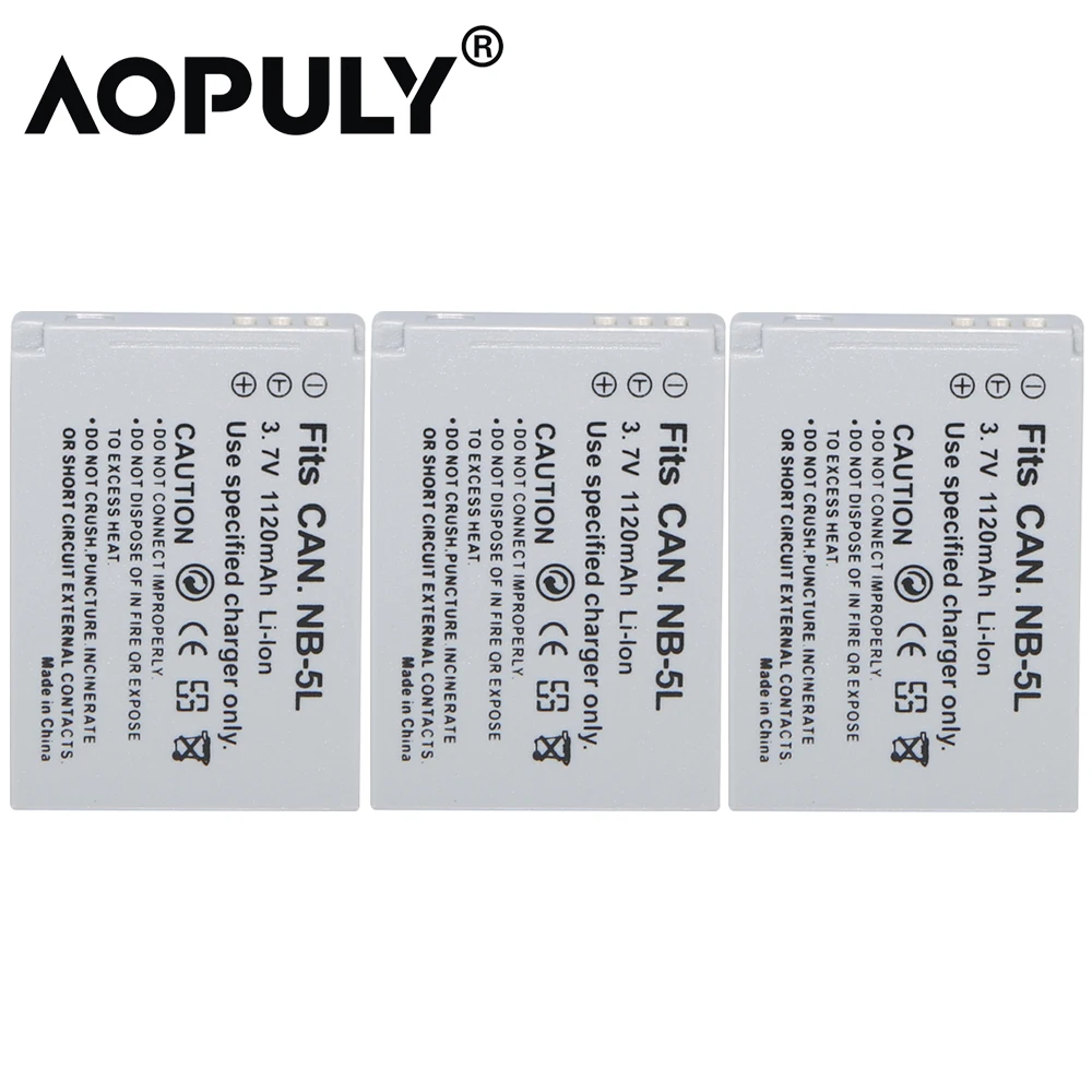 Аккумуляторная батарея AOPULY 3 шт. NB-5L NB 5L NB5L USB ЖК-зарядное устройство для камеры Canon