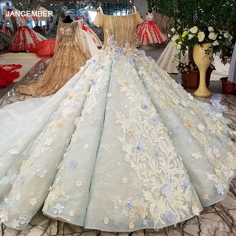LS23165 роскошный мяч платье вечернее короткий рукав спагетти ремень 3d цветы
