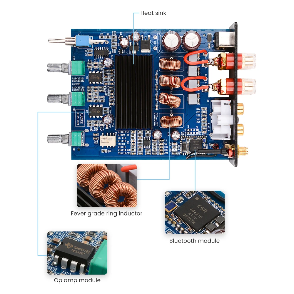 AIYIMA TPA3116D2 цифровой аудио усилитель мощности 50 Вт * 2 HiFi Bluetooth 4 CSR64215 стерео звука