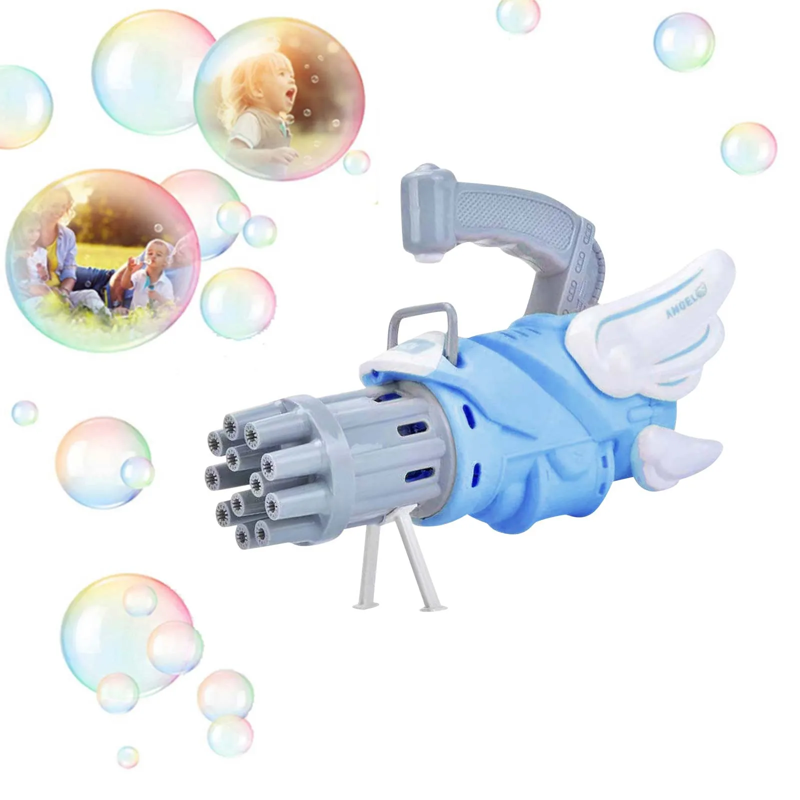 

50ml Bubble Machine Angel Wings 12-hole Bubble Blower Automatic Bubble Machine Electric Free Shipping Juguetes Para Nios