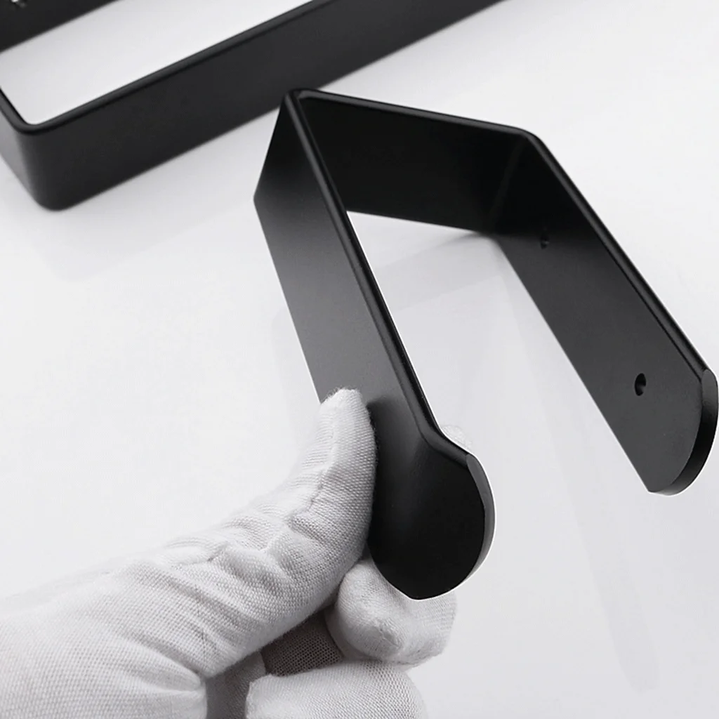 Полка-органайзер для бумажных полотенец черная самоклеящаяся крепится на винтах