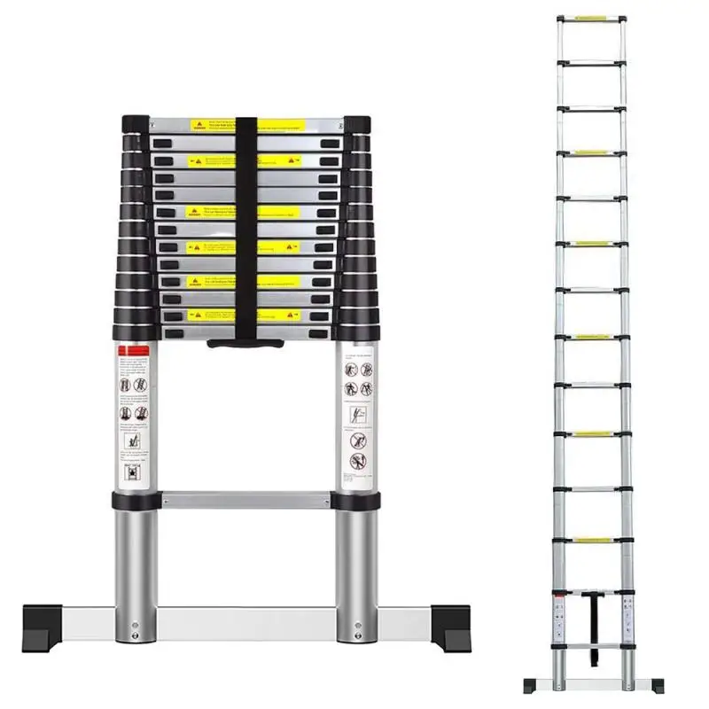 New Foldable Ladders 4.1m Stable telescopic aluminum ladder Multi Purpose Industrial Herringbone Straight Ladder step HWC