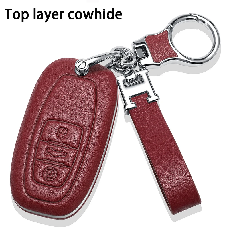 

Leather Car Key Case Cover For Audi A3 A4 B9 A6 C8 A7 S7 4K A8 D5 S8 Q7 Q8 SQ8 E-tron 2018 2019 2020 2021 Accessories