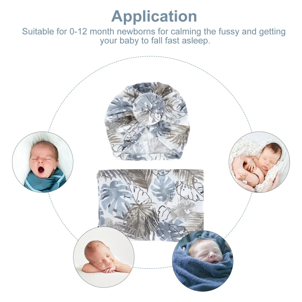 

1 Set Essentials Swaddle Blanket Hat Set Cotton Cuddle Blanket Cover