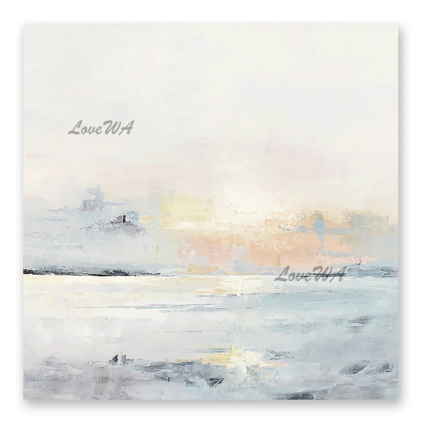 Картина на холсте с абстрактным закатом простой дизайн картина маслом 100% ручная