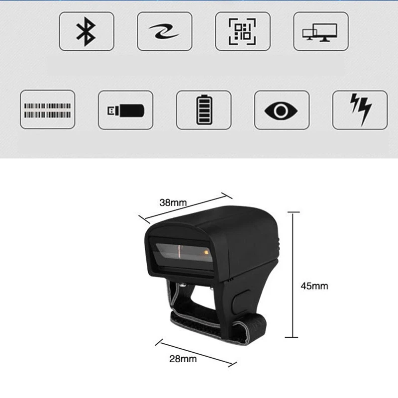 Мини размер Bluetooth беспроводной сканер штрих кода для пальцев переносной