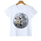 Новая детская футболка с человеком-ударопрочником летающим на Луну креативный Забавный дизайн, футболка для маленьких мальчиков и девочек классная футболка