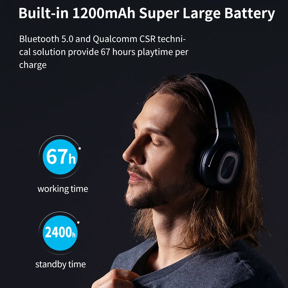 Bluetooth-наушники Dacom HF002 беспроводная гарнитура с глубокими басами накладная