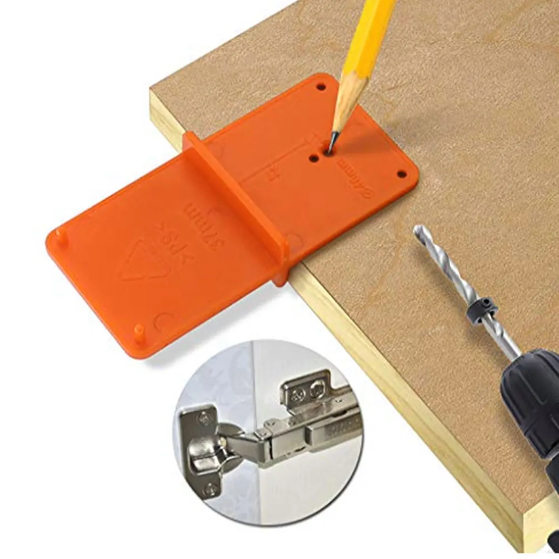 

35mm 40mm Door Hinge Hole Locator Template Woodworking Practical Hole Opener Drilling Guide Cabinets DIY Tool Hinge Durable