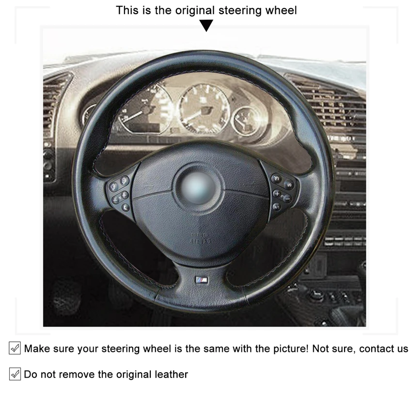 MEWANT Black Suede Car Steering Wheel Cover for BMW M Sport E36 1996-2000 E39 1995-2001 M5 1998-2000 E38 1997-2001 | Автомобили и
