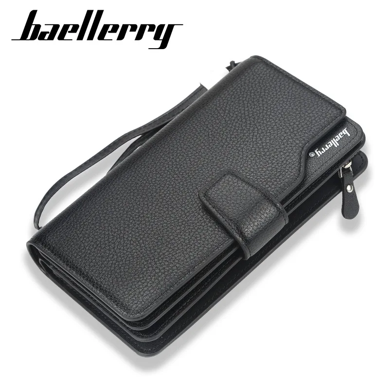 Портмоне baellerry мужской модный длинный однотонный кошелек из искусственной кожи с
