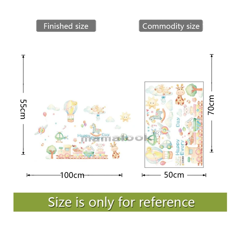 

Happy Little Train Cartoon Stickers Children's Room Entrance Cabinet Wardrobe Classroom Bedside Decoration Wall Stickers