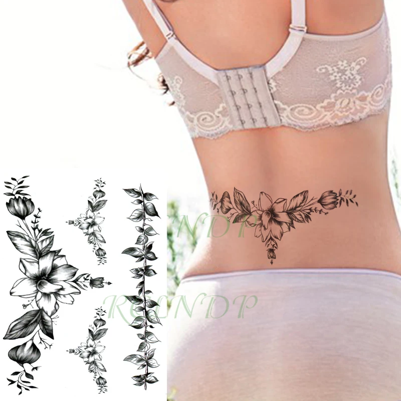Водонепроницаемый временная татуировка стикер старомодное цветок лист