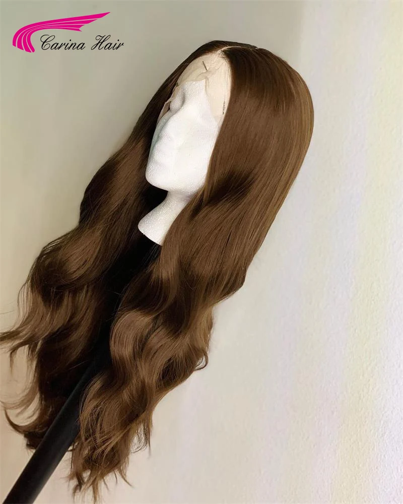 Carina волнистые парики из натуральных волос на фронте шнурка с волосами младенца