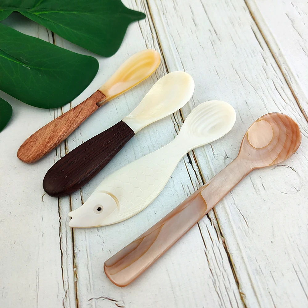 Natural Shell Spoon Deep Sea Tableware Home Seasoning Box Brown Tablespoon | Дом и сад