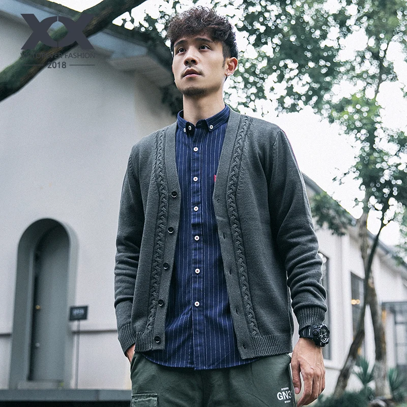 Японский вязаный кардиган Мужская одежда толстый трендовый ретро свитер мужская