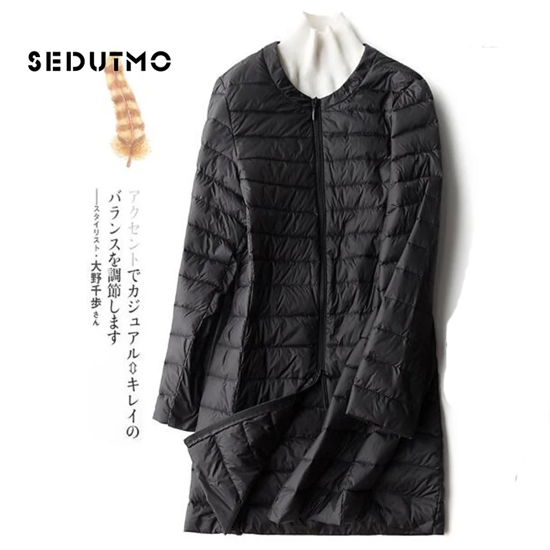 

Женский зимний пуховик SEDUTMO размера плюс 4XL, светильник кое пальто на утином пуху, длинная куртка-пуховик, черные осенние парки ED513