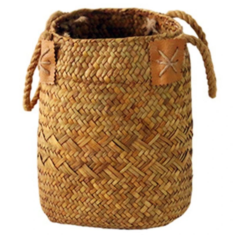 

Storage Baskets Garden Flower Vase Hanging Basket Rattan Planter Potted Organizer Home Laundry Basket with Handle