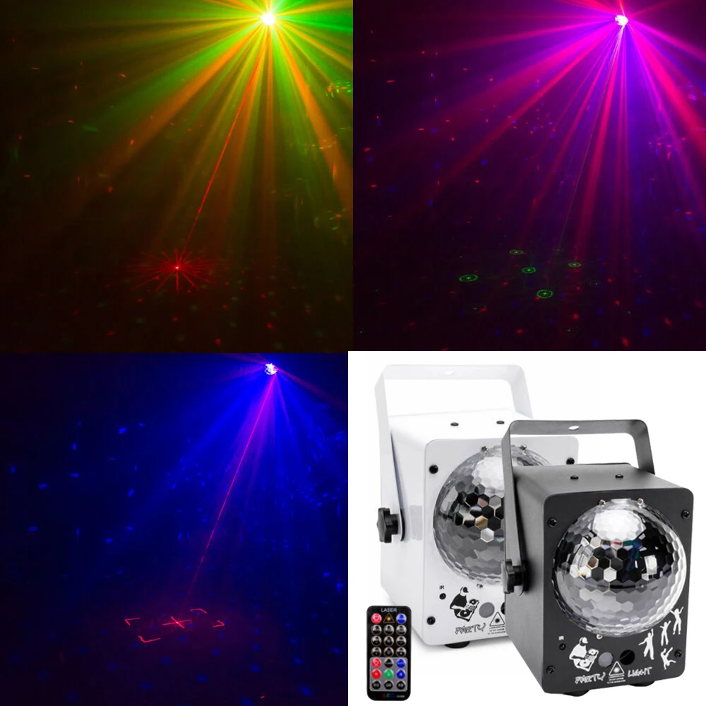 RGB LED Crystal Disco Magic Ball With 60 Patterns RG Laser Projector DJ Party Holiday Bar Christmas Stage Lighting Effect Dance