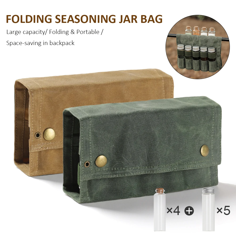 

Camping Seasoning Jar Portable Outdoor Spice Bottle Seasoning Bag Pepper Sauce Sugar Tin Storage Bag Holder