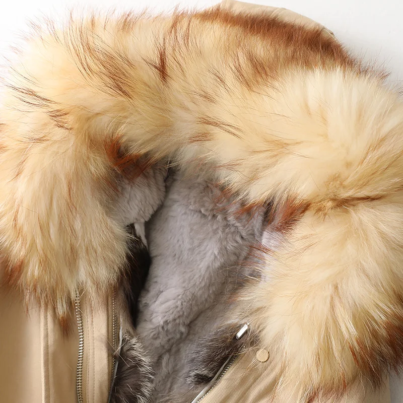 Роскошные зимние парки пальто женская верхняя одежда с подкладкой зайца LF21034KQN |