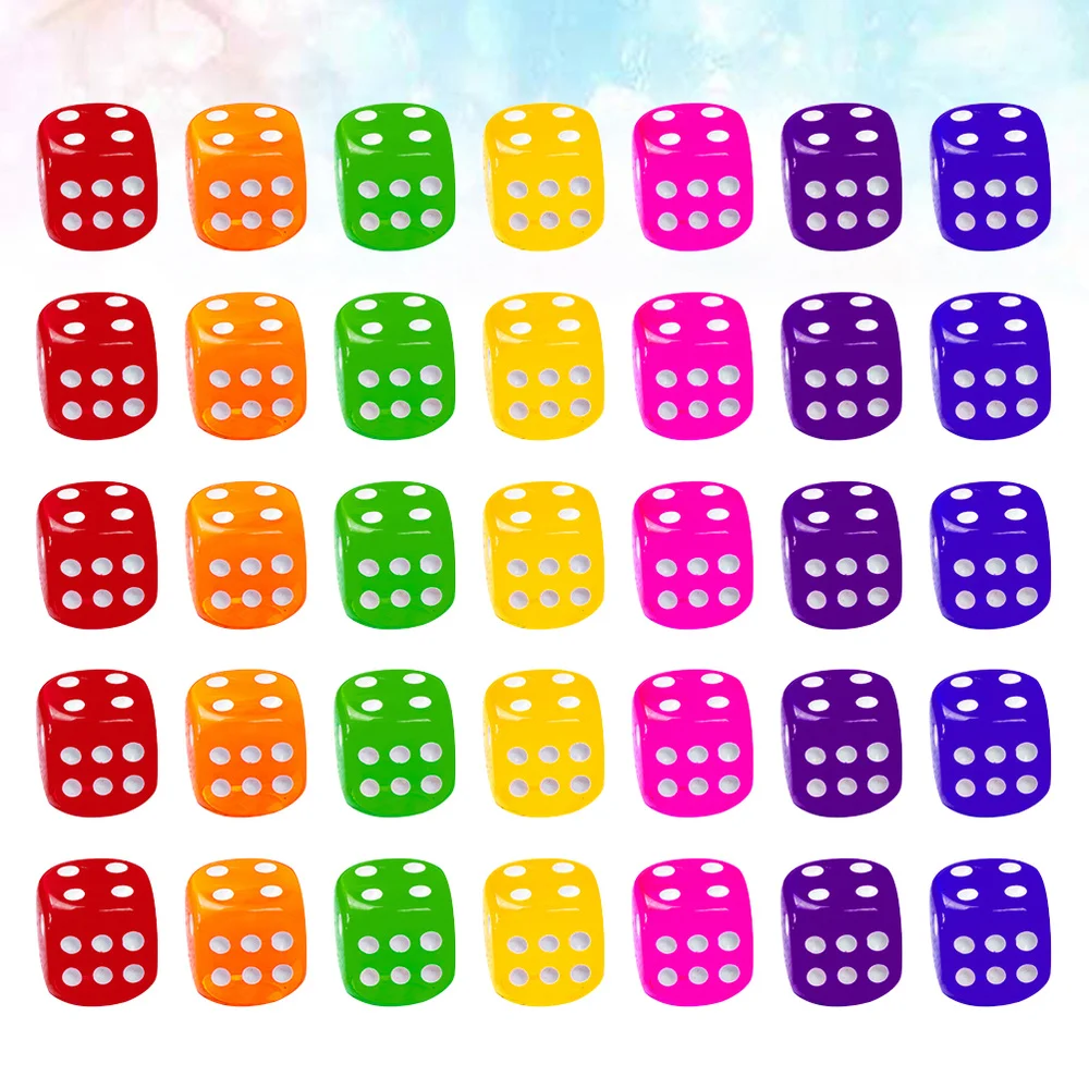 

50 Pcs Colorful Transparent Dice Acrylic Entertainment Dice Board Games for Night Bar KTV (Random Color)