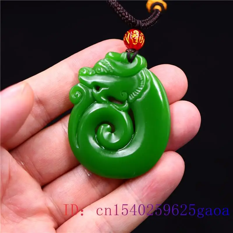 

Jade Dragon Pendant Charm Necklace Natural Amulet Jewelry Double sided Fashion Jadeite Carved Gifts Chinese