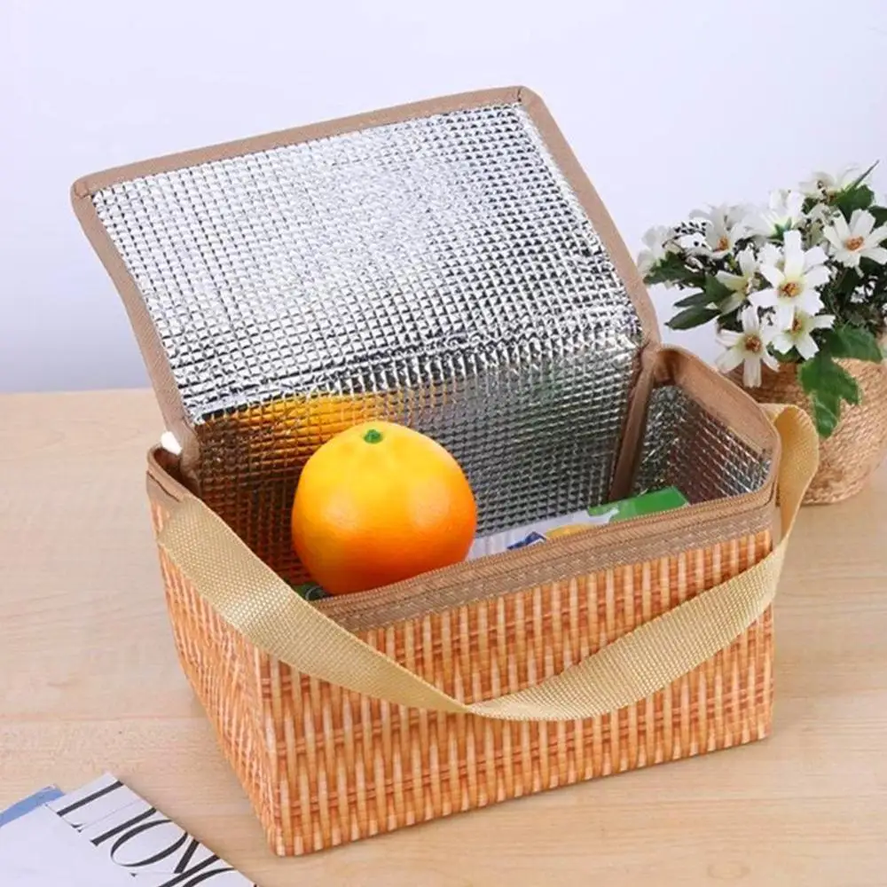 Переносная плетеная Сумка для ланча из ротанга водонепроницаемая посуда