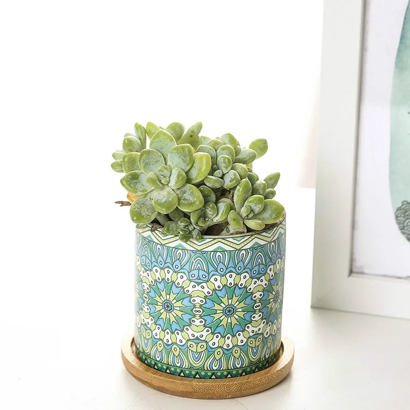 Цветочный горшок Мандала прямой Ствол цилиндрический или полная ступня Керамика