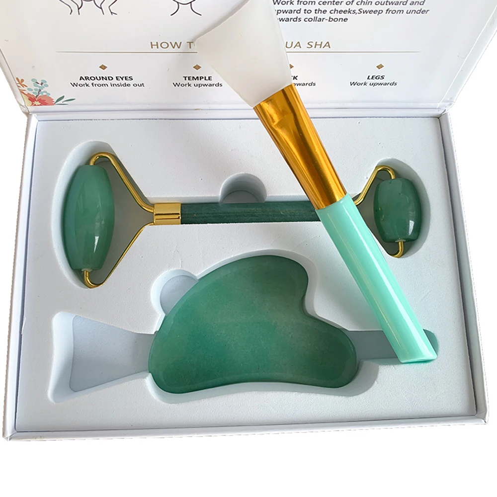 Роликовые зелёный авантюрин нефрит для Массажная доска Guasha скребок гуаши из