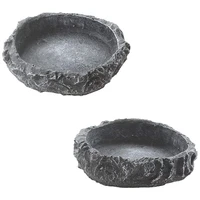 2 pack reptile water dish food bowl rock worm feeder for leopard gecko lizard spider scorpion chameleon