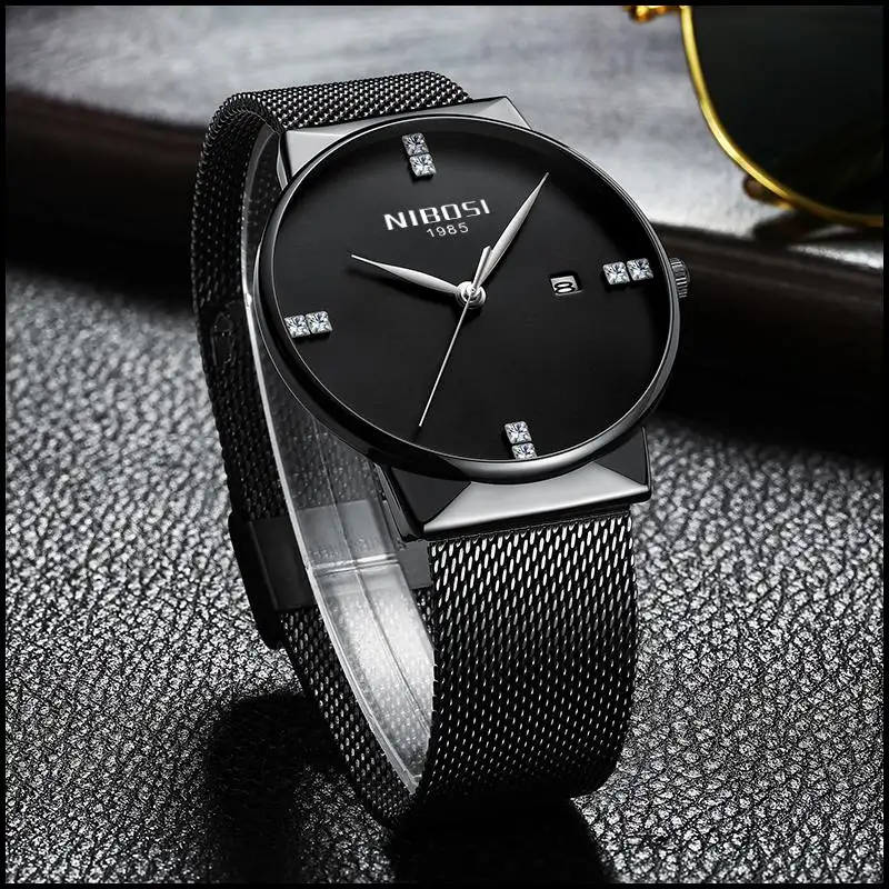 Брендовые минималистичные мужские модные часы от бренда NIBOSI простые деловые