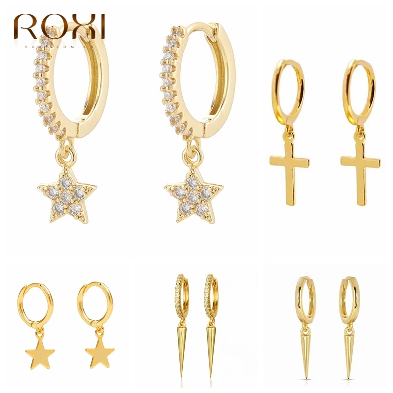 ROXI медные белые циркониевые обруч с камнем Серьги для женщин девушек летние