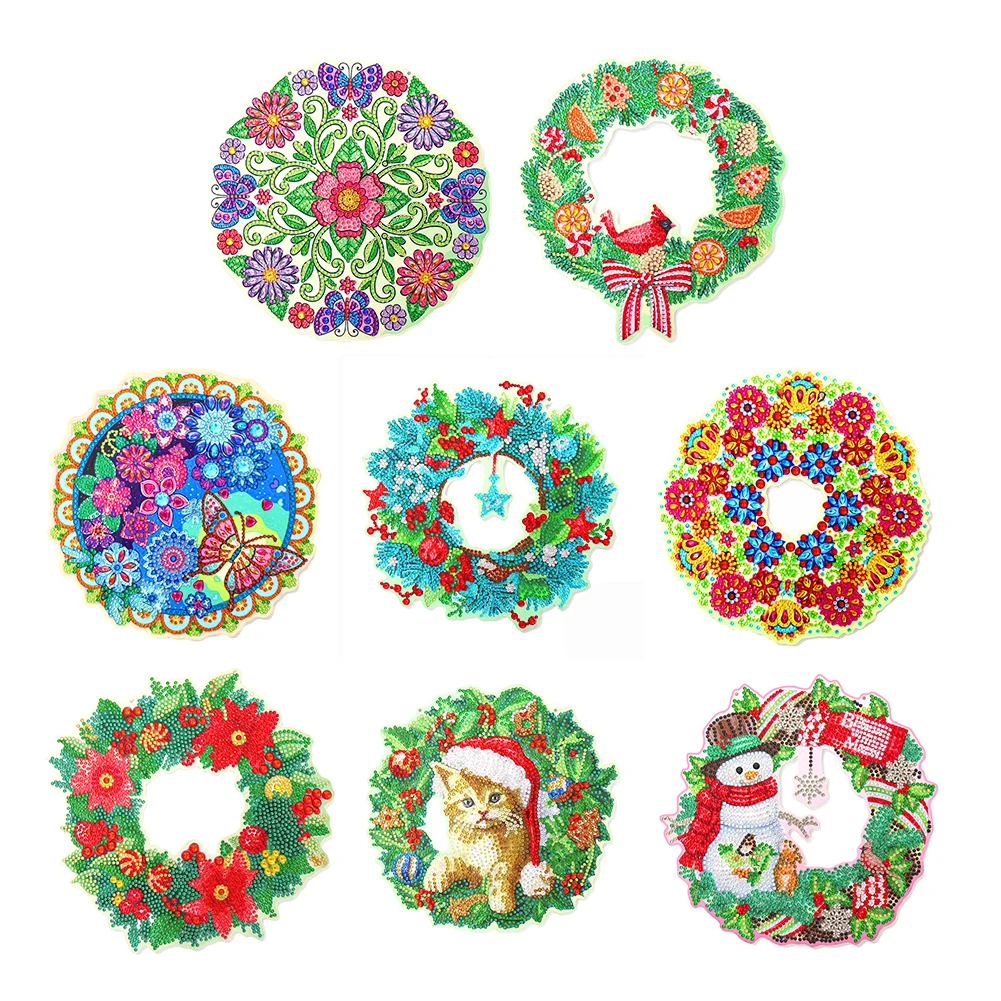 

DIY Diamond Painting WreathDiamond Embroidery Kit Special Shaped Drill DIY Cross Stitch Art Craft Christmas Decoration for home