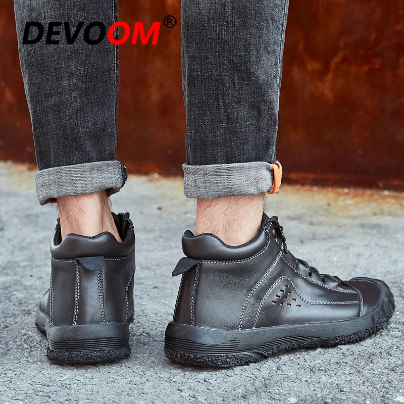 2020 Winter Men's Comfortable Casual Shoes Men Soft Leather Fashion Handmade Male Breathable Moccasins Flats 38-48 | Обувь