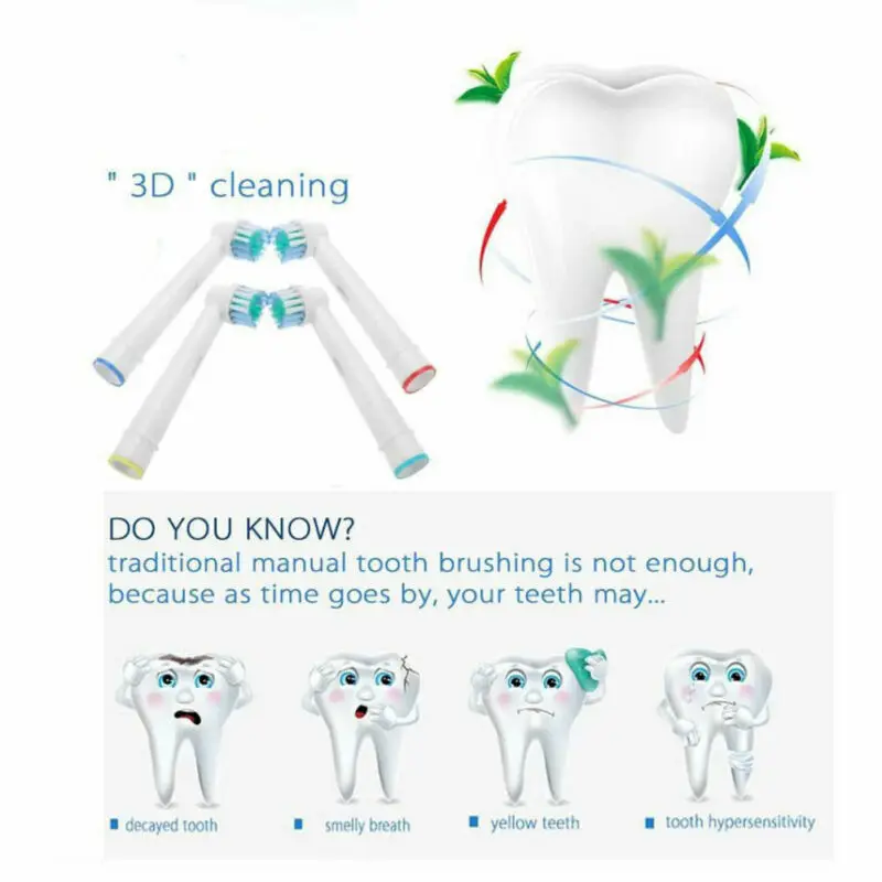 20 штук/4 шт. Замена Зубная щётка головки электрическая щетка подходит для Braun Oral B