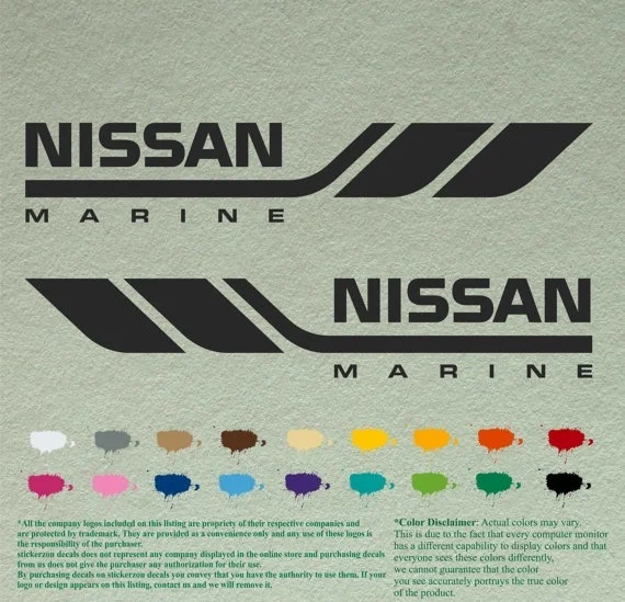 Для 1 пары виниловых наклеек Nissan Marine лодка подвесной мотор Лот 2 | Автомобили и
