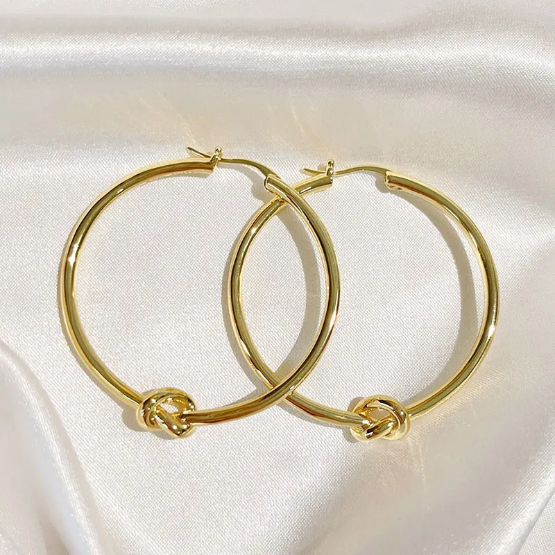 

Top Quality 1:1 LOGO Classic Knot Bind Hoop Earrings Ladies Luxury Jewelry Famous Fashion Brand Party Trend French Romance Gift