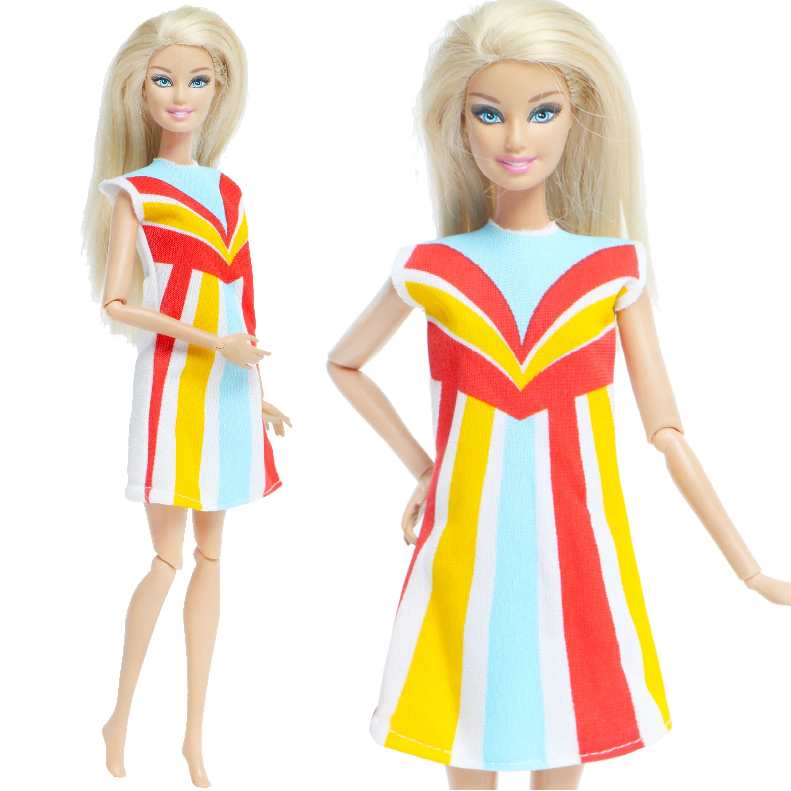 1 комплект модной одежды в цветную полоску мини платье без рукавов для девочек