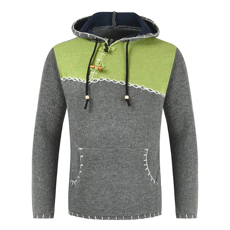 

Мужской вязаный свитер 2021, мужской свитер с капюшоном с прострочкой, корейский Повседневный свитер для осени и зимы, новинка, индивидуальны...