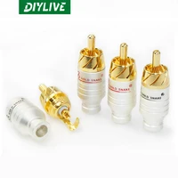 diylive lotus audio video welding plug pure copper gold plated rca audio head lotus plug av audio cable plug