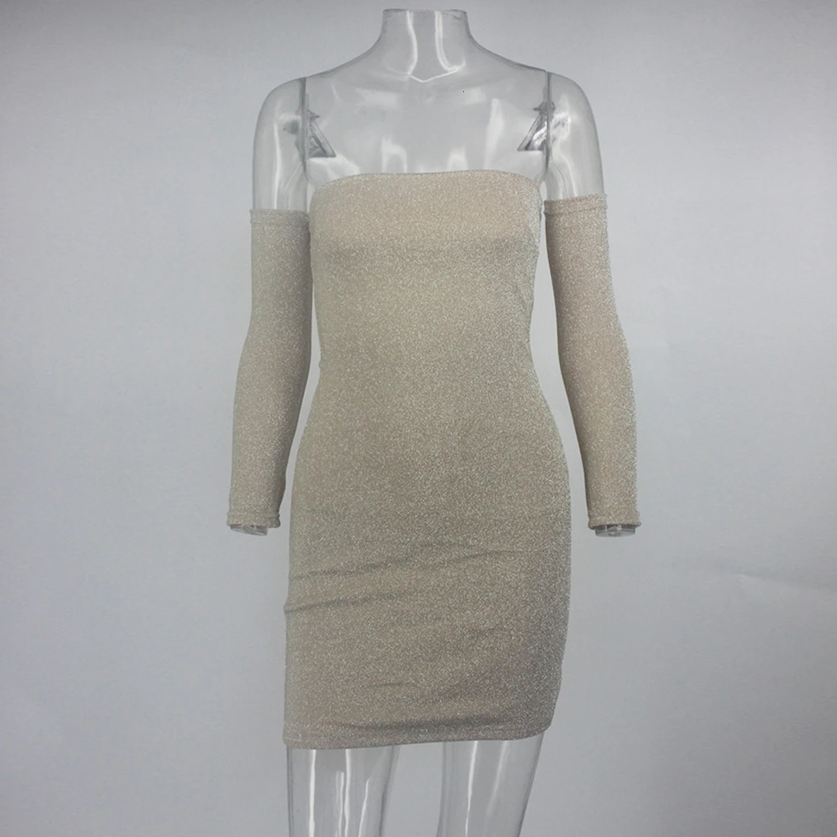 Ohvera Bling Bling Glitter Dress Women Off Shoulder Mini Bodycon Autumn Dress Elegant Backless Sexy Party Dresses Vestidos
