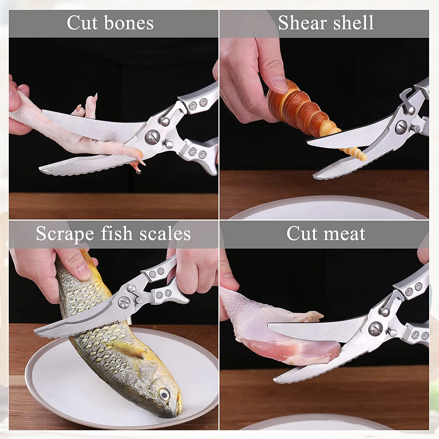 Tijeras port&aacute;tiles de acero inoxidable para pollo, pato, pescado, accesorios de cocina, env&iacute;o directo-2