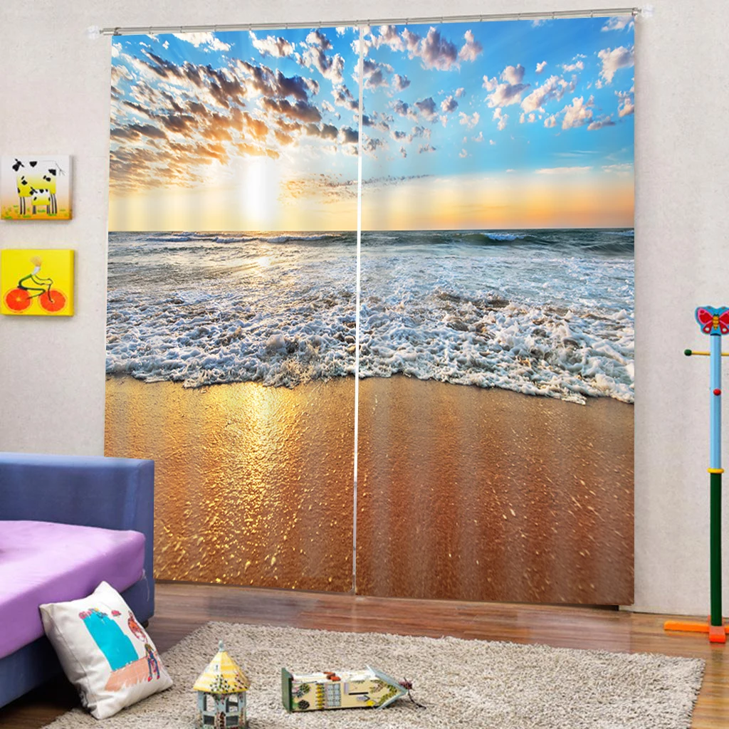 Шторы блэкаут с морскими волнами и 3d эффектом роскошные занавески для окон