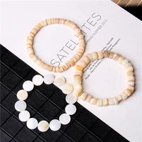 natural irregular shape freshwater mother of pearls bracelets women square yellow shell beads bangle stretch jewelry men mala